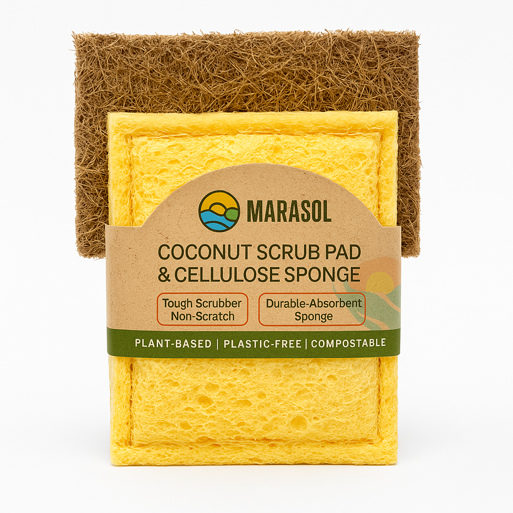 Cellulose Sponge + Coconut Scrub Pad – Powerful, Plastic-Free Cleaning