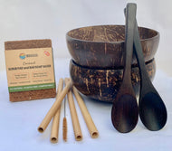 Eco Combo | Bowls, Spoons, Bamboo Straws, Coconut Scrub Pads