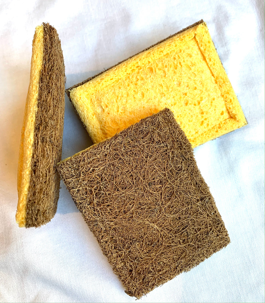 Eco Sponge and Scrub Pad - Cellulose, Coconut Fiber, Plastic-Free