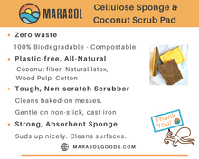 Load image into Gallery viewer, Cellulose Sponge + Coconut Scrub Pad – Powerful, Plastic-Free Cleaning
